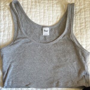 TNA Heather Gray Ribbed Crop Top